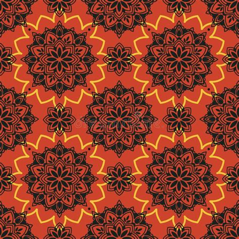 Seamless Pattern With Madala Ornament Stock Vector Illustration Of Damask Folk 124842544