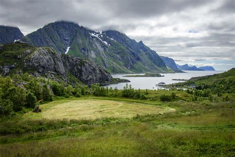 Norway Scenery Mountains Lake Grass Lofoten Islands Nature Wallpapers Hd Desktop And