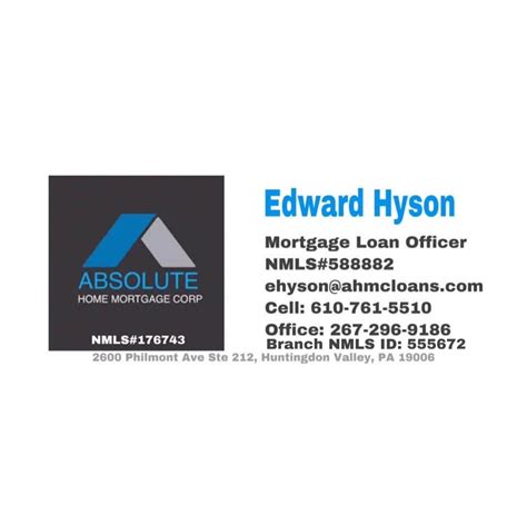 Absolute Home Mortgage Corp Edward Hyson Nmls 588882