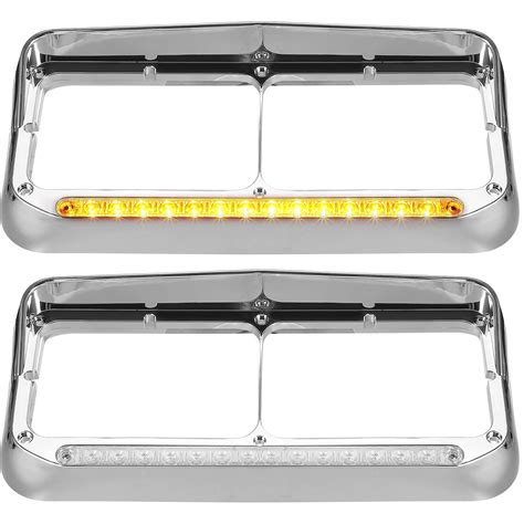 Buy Partsam 2x Headlight Bezels Chrome Wvisor 12 Clearamber Led