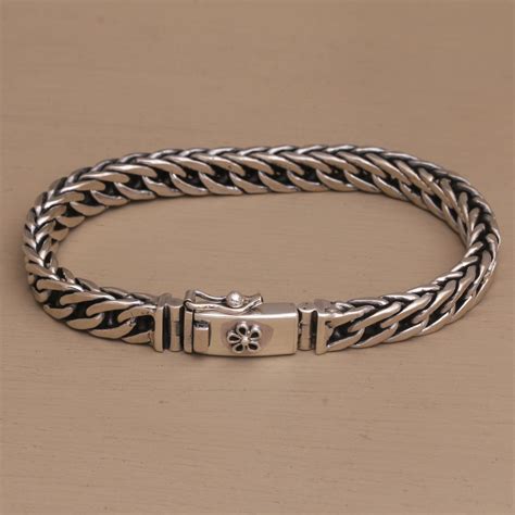 Sterling Silver Chain Bracelet Crafted In Bali Perfect Gleam Novica