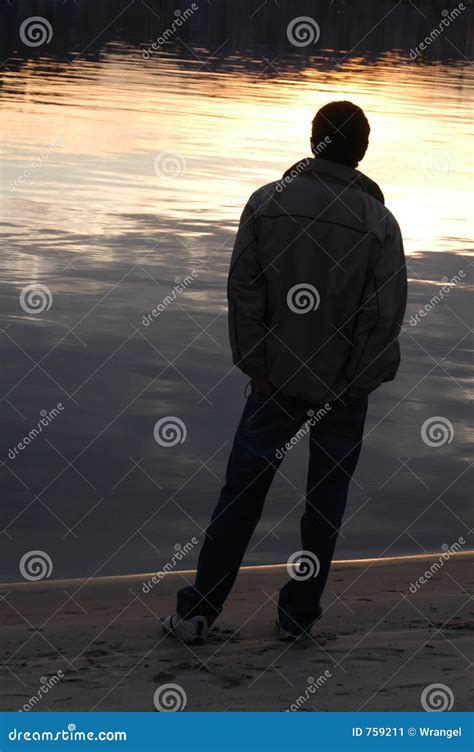 Male Silhouette At Sunset Stock Image Image 759211