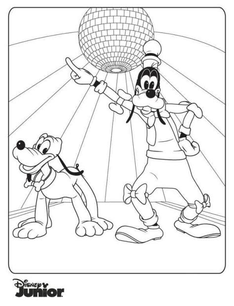 Plutón Y Goofy Bailando Para Colorear Imprimir E Dibujar Coloringonlycom