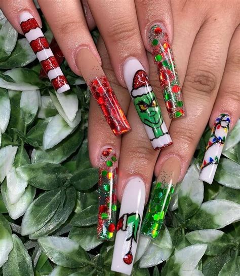 27 Top Trending Christmas Long Acrylic Nail Designs