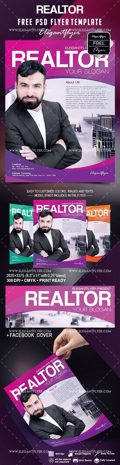 Pink Professional Realtor Free Flyer Template Psd By Elegantflyer