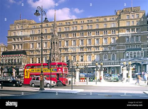 The Charing Cross Hotel And Train Station Entrance In London Stock