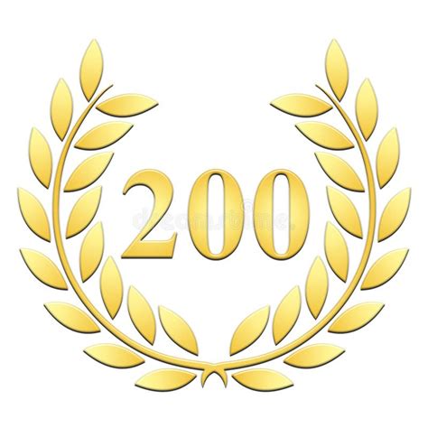 Golden Laurel Wreath For 200th Anniversary On A White Background Stock