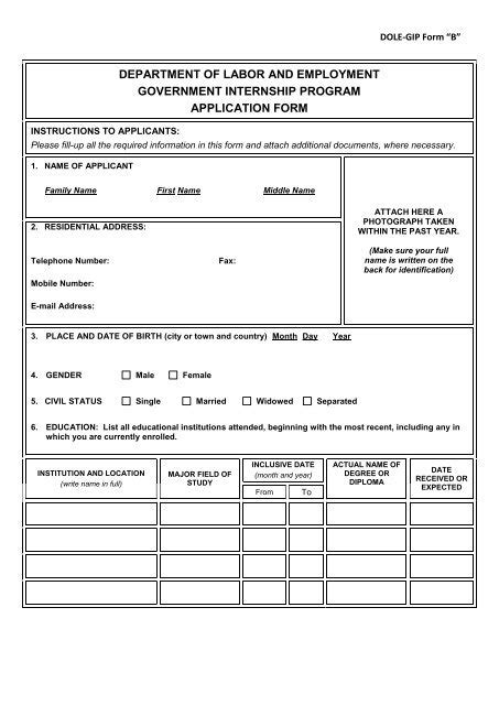 Gip Application Form Dole