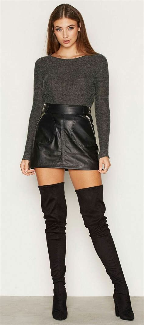Pin By Danielle On My Style Leather Skirt And Boots Kendall Jenner