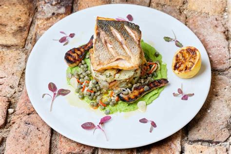 Pan Fried Sea Bass With Herby Crushed Potato Cake Recipe