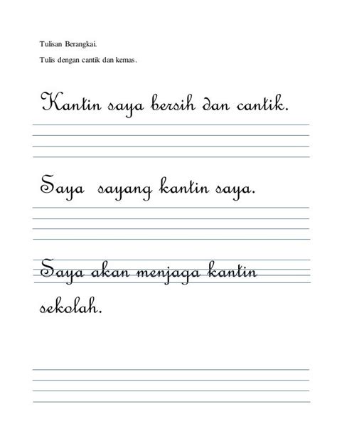 Tulisan Berangkai Tahun 3 Latihan Bahasa Melayu Tulisan Berangkai
