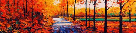 Colorful Autumn Forest Abstract Design Header Bannersize 800x200