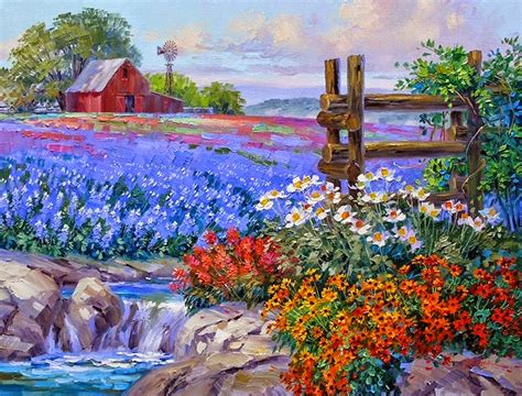 el arte es su máxima expresión cuadros de flores en paisajes naturales pintados con Óleo