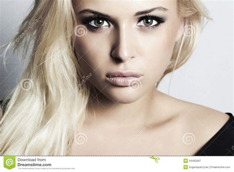 Beautiful Blond Girl With Green Eyes Woman Stock Image Image Of