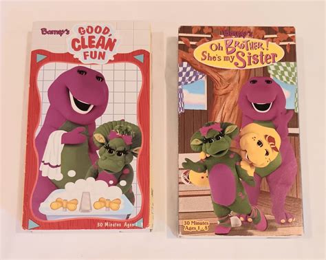 barney vhs lot good clean fun and oh brother she s my sister 2 pack ebay