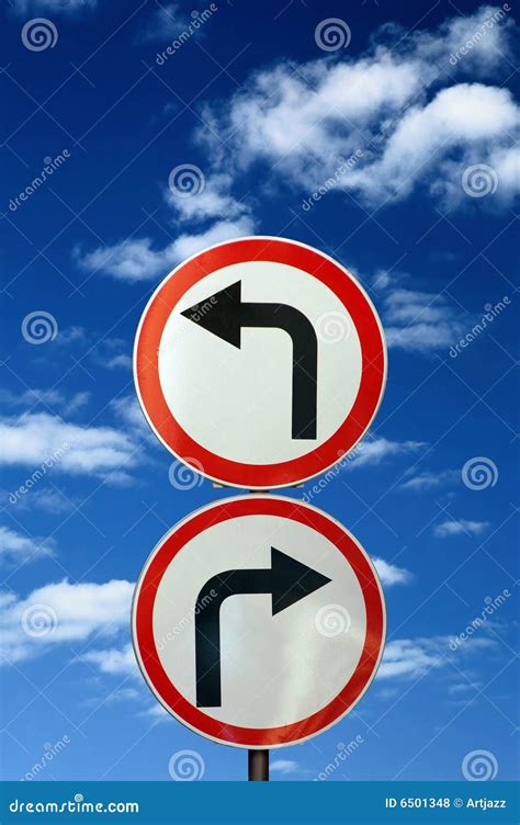 Two Opposite Road Signs Against Blue Sky Stock Photo Image Of