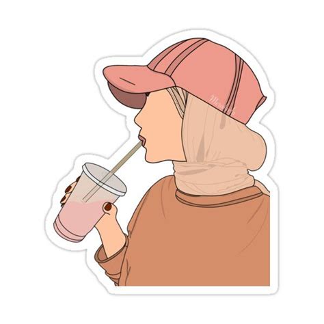 Women In Hijab Drinking Milkshake Sticker For Sale By Merakiefa