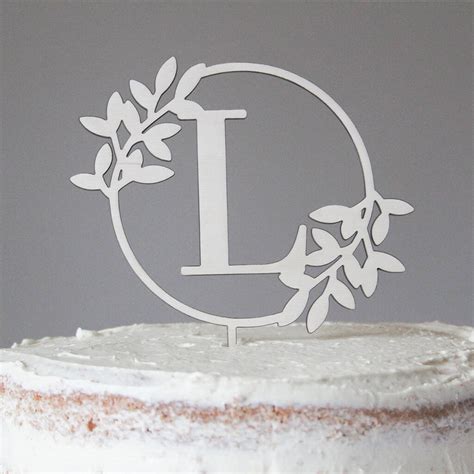 Personalised Floral Wreath Initial Wedding Cake Topper By Fira Studio