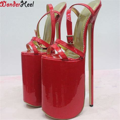 buy wonderheel extreme high heel sandal 30cm heel with platform patent sexy