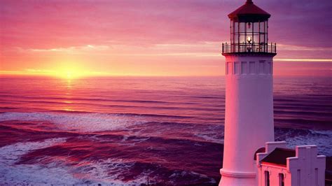 Lighthouse At Sunset Image Abyss