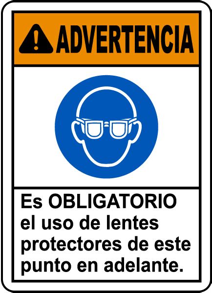 Spanish Warning Safety Glasses Required Sign I2035sp By