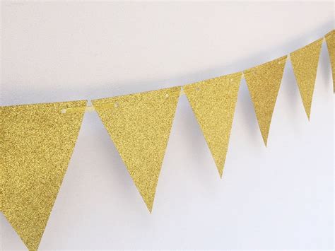 Gold Triangle Bunting Gold Pennant Party Banner Gold Glitter Etsy