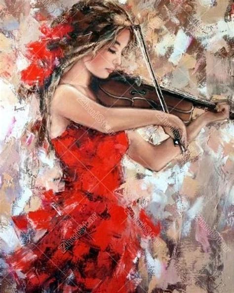 Girl Playing The Violin 5d Diy Paint By Diamond Kit Violin Art Art