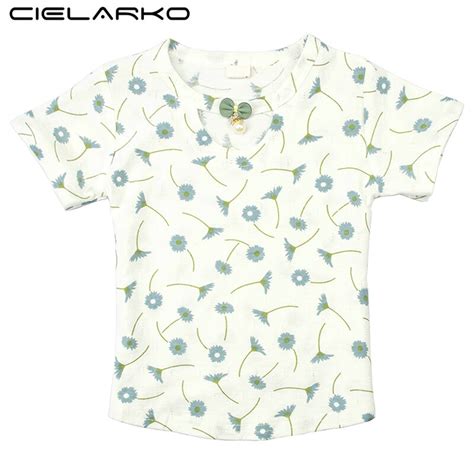 Cielarko Girls T Shirt Kids Summer Short Sleeve Flower Casual T Shirts