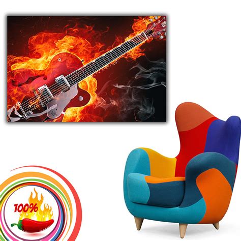 Flaming Guitar Rock Poster My Hot Posters