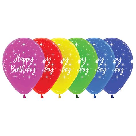Sempertex 30cm Happy Birthday Radiant Crystal Assorted Latex Balloons