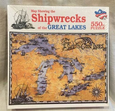 Map Showing Shipwrecks Of The Great Lakes 550 Pc Puzzle New Sealed
