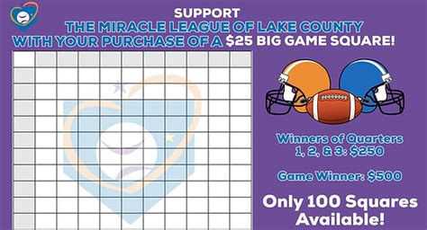 Football Squares Fundraiser The Miracle League Of Lake County