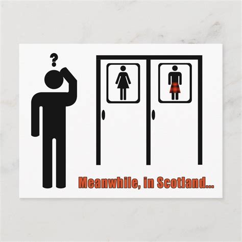 Meanwhile In Scotland Funny Scottish Kilt Joke Postcard Zazzle
