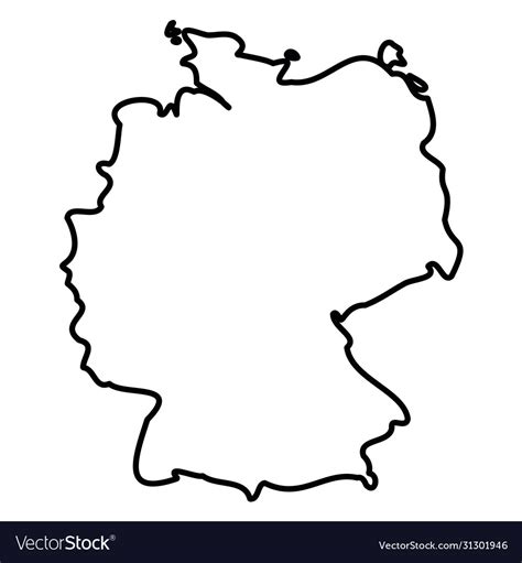 Germany Solid Black Outline Border Map Vector Image