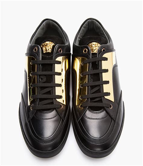 Versace Black Leather And Gold Plated Sneakers Sole Collector