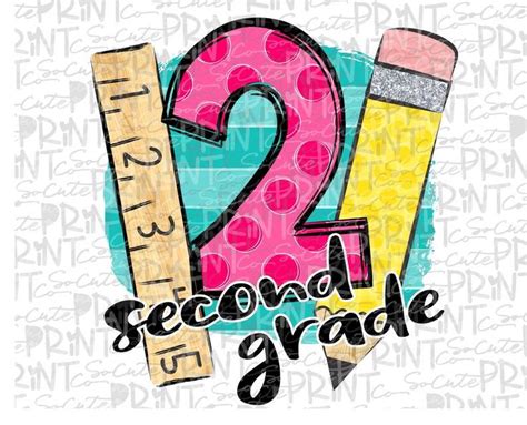 Back To School Second Grade Clipart Polka Dot Pencil Png Etsy
