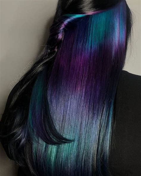 peekaboo highlights on dark hair teal purple and blue dark hair with highlights teal hair