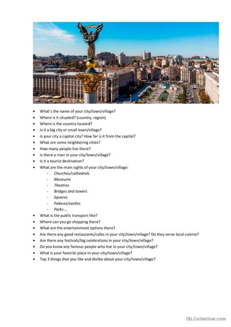 Describe Your Citytownvillage Givi English Esl Worksheets Pdf And Doc