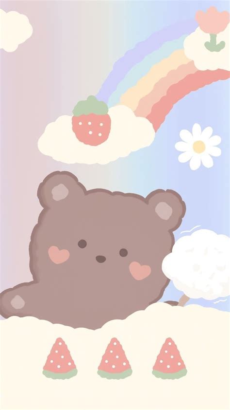 Cute Kawaii Bear Pastel 🐻 Kartu Lucu Wallpaper Kartun Seni Lucu