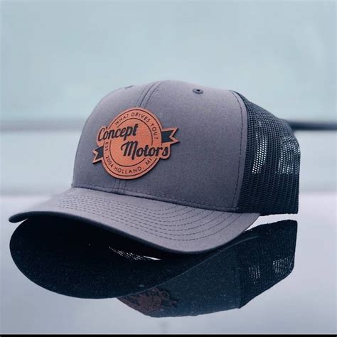 Custom Leather Patch Hats Logo Hats Laser Engraved Leather Etsy