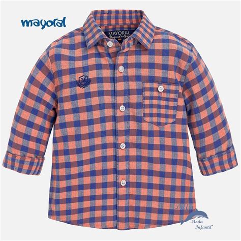 Camisa Para Bebe Niño Mayoral Maga Larga De Cuadros Rojos Camisas