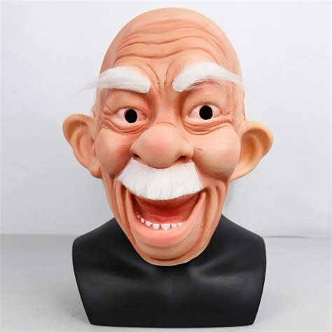 Old Man Mask Realistic Bald Man Masks Wrinkle Full Head Latex Mask Halloween Cosplay Costume