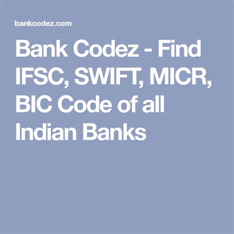 Sepa, iban, swift, bic… banking acronyms can be pretty confounding. Bank Codez - Find IFSC, SWIFT, MICR, BIC Code of all ...