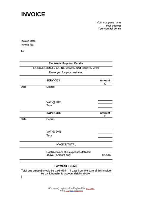 Consultant Invoice Template Free Word Templates