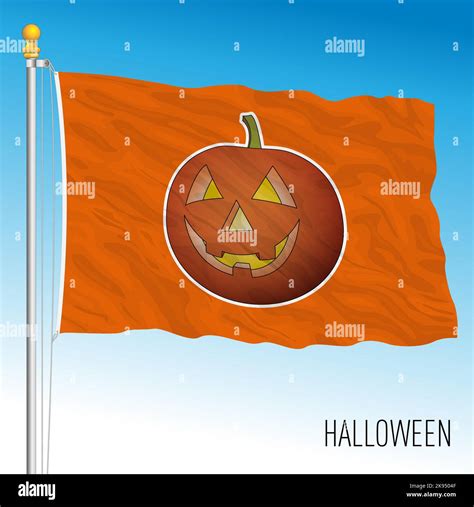 Halloween Pumpkin Fantasy Flag Traditional Popular Celebration Vector