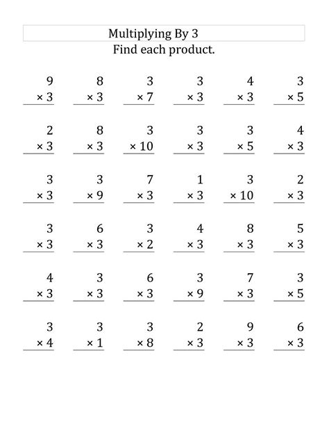 Printable Multiplication By 3 Worksheets