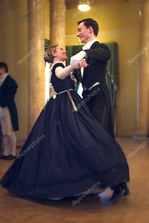 Young Couple Dancing The Waltz In The Ballroom — Stock Photo © Naskasu