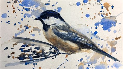 Watercolor Bird Painting Tutorial Chickadee Youtube