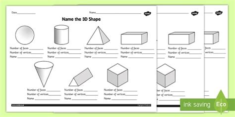 Name The 3d Shape Worksheet Worksheet Twinkl