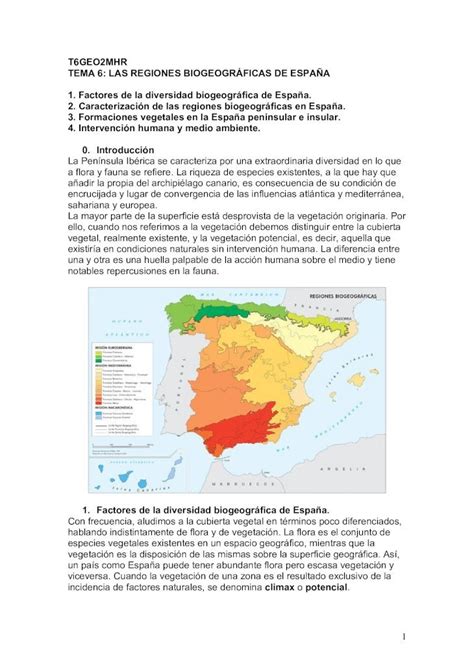 Pdf Tema 6 Las Regiones Biogeográficas De España Y Sus